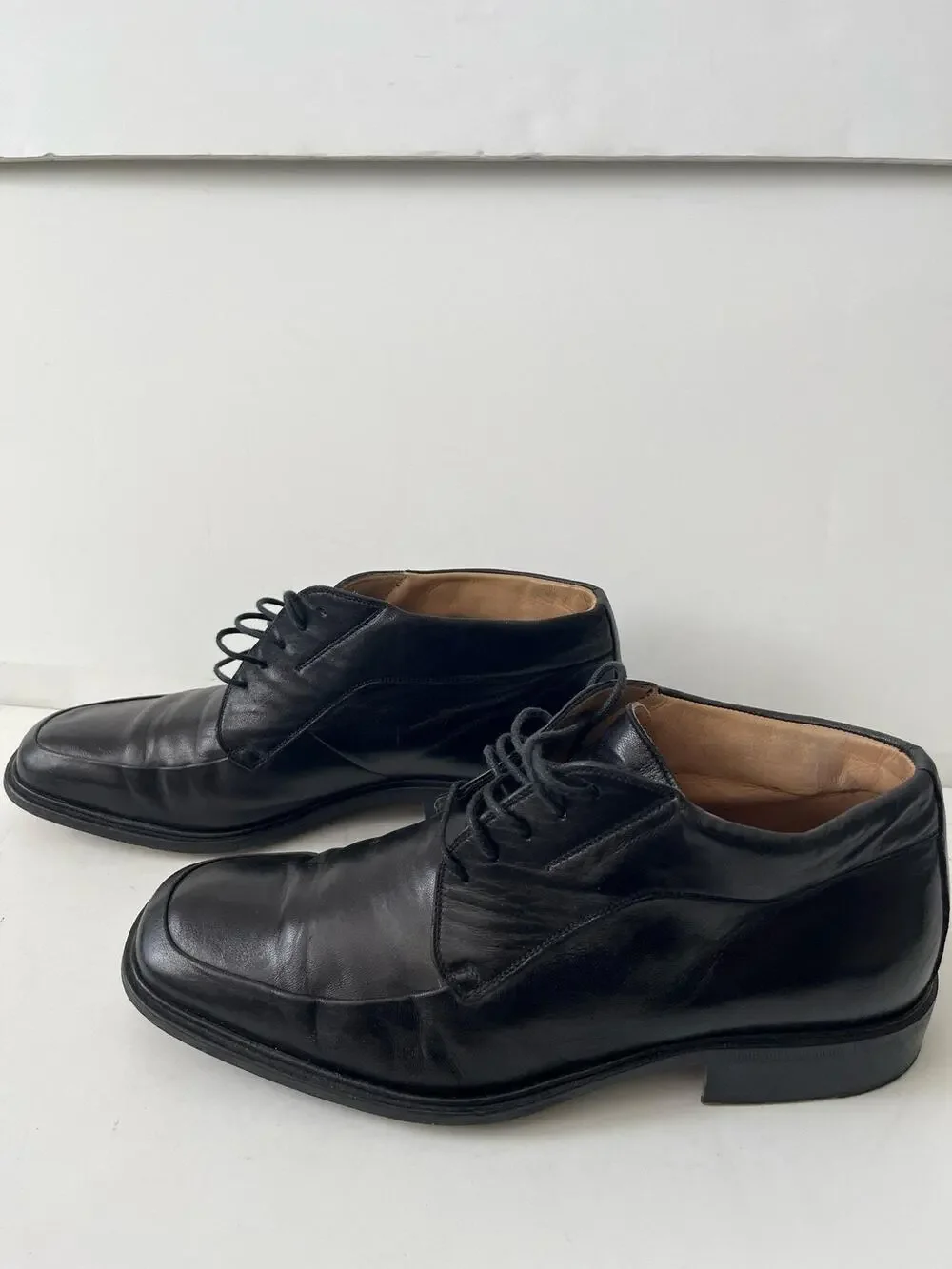 Johnston & Murphy Boots Mens Size 8 Black Leather Chukka Ankle Lace Up Italy